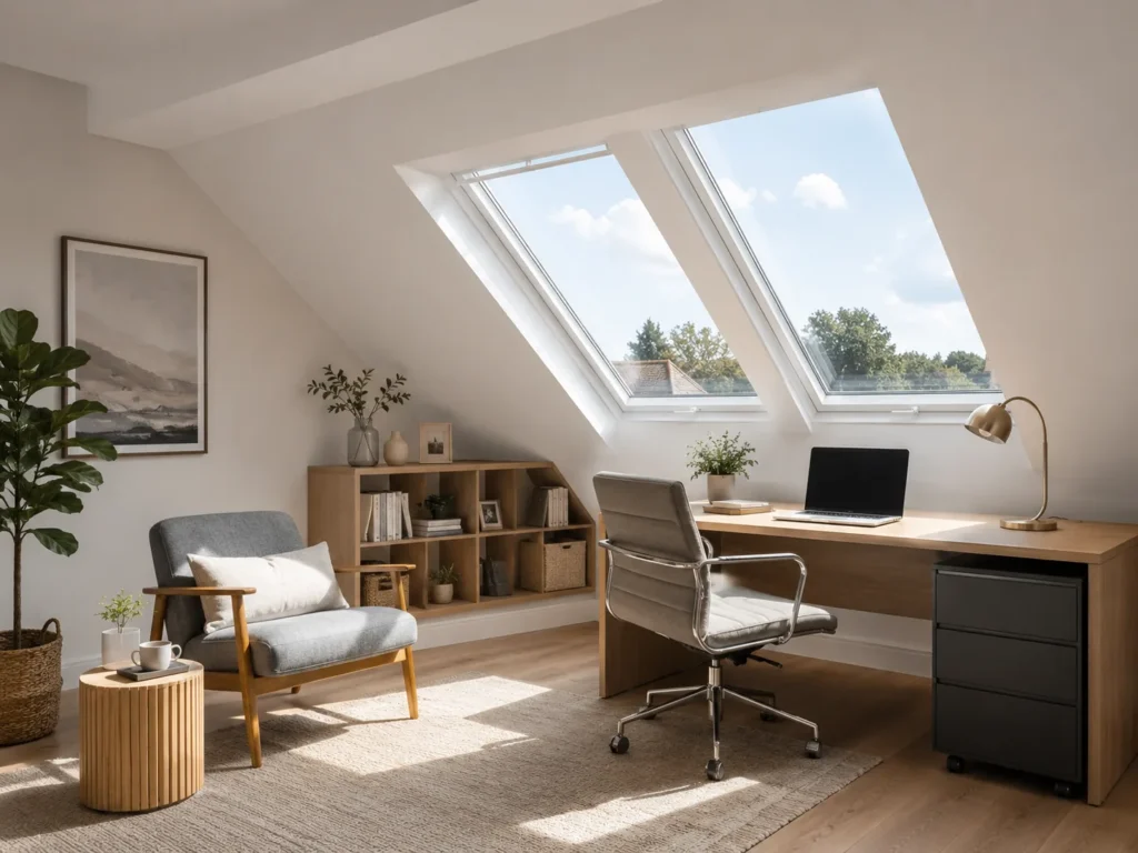 Rooflight loft conversion idea: a bright home office created within the existing roof slope.